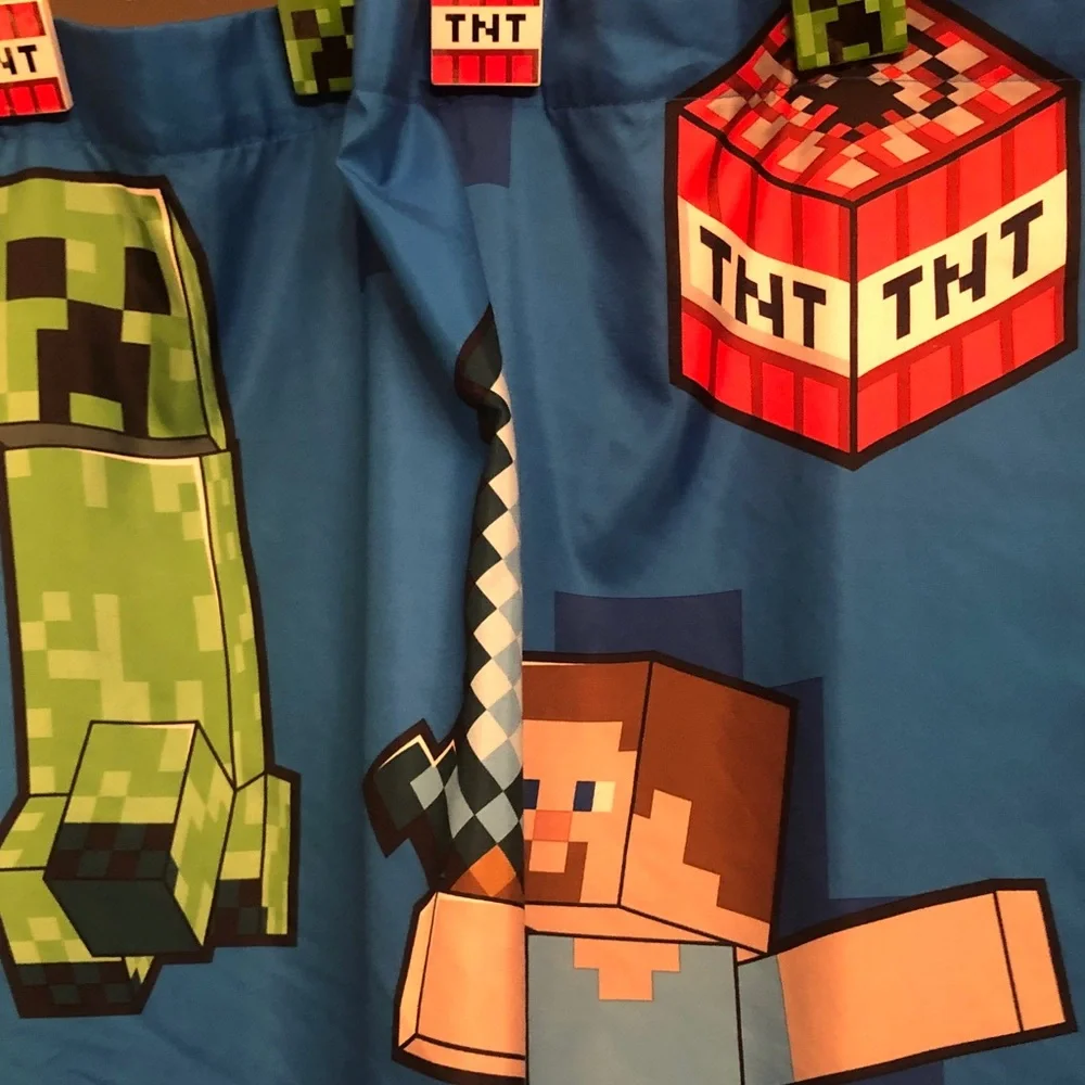 Minecraft Kids Costume Shower Curtain - Blue with TNT & Creeper